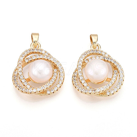 Natural Cultured Freshwater Pearl Rose Pendants PEAR-N020-07M-1