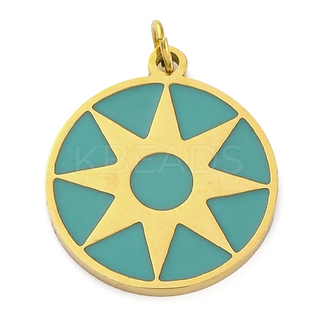 Ion Plating(IP) 304 Stainless Steel Enamel Pendants STAS-Z104-03G-1