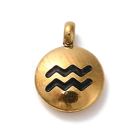 304 Stainless Steel Black Enamel Charms LS-STAS-R009-02G-10-1