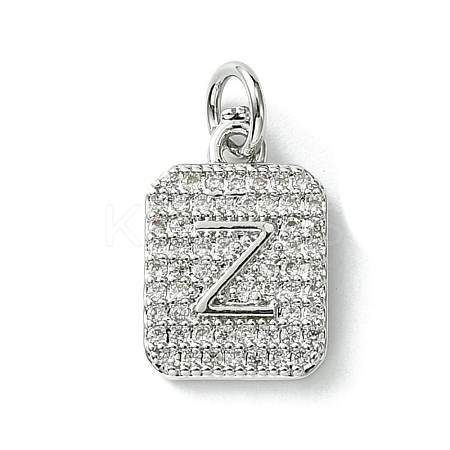 Rack Plating Brass Micro Pave Clear Cubic Zirconia Charms KK-G501-01Z-P-1