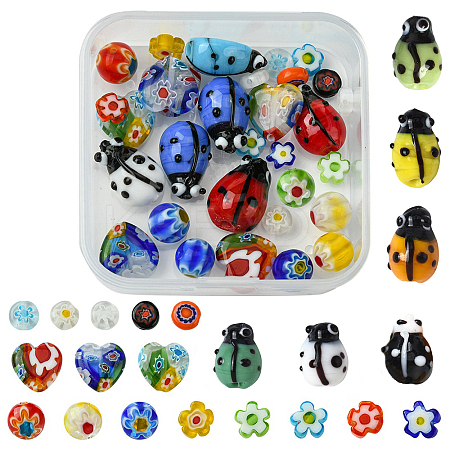 33Pcs Handmade Lampwork Beads LAMP-FS0001-12-1