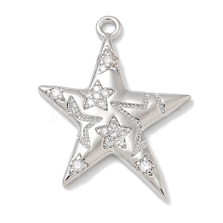 Rack Plating Brass Micro Pave Cubic Zirconia Pendants KK-L224-015P-1