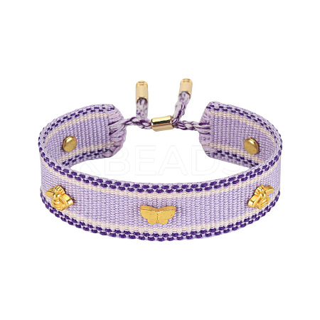 Adjustable Polyester & Alloy Slider Bracelets FS-WG54A06-02-1