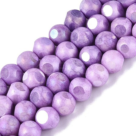 Ombre Effect Dyed Electroplate Opaque Glass Beads Strands EGLA-Q130-01A-13-1