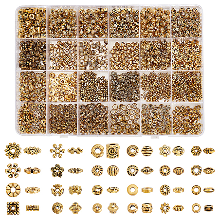 1200Pcs 24 Styles Tibetan Style Alloy Beads Sets TIBEB-PH0005-10-1
