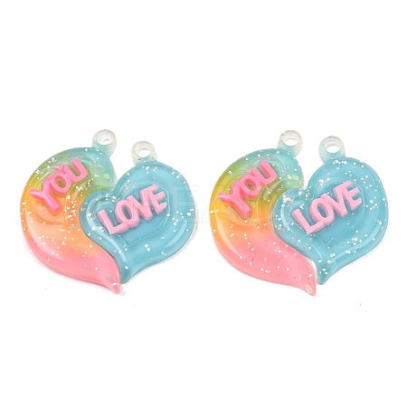 2Pcs Gradient Color Translucent Resin Pendants RESI-XCP0002-41B-1