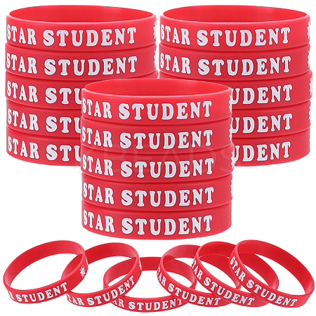 Word Star Student Silicone Cord Bracelet Wristband LS-BJEW-WH0018-49A-1