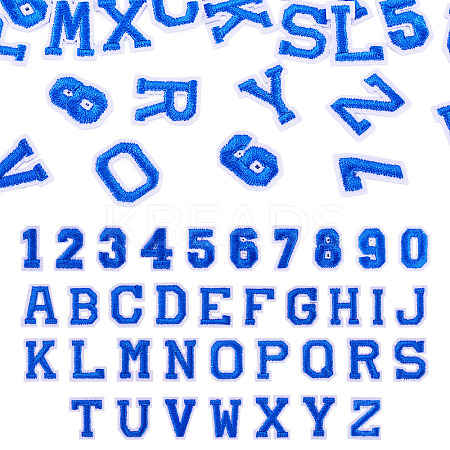 36Pcs 2 Sets 2 Styles Letter A~Z & Number 0~9 Polyester Embroidery Sew On Patches Sets PATC-TA0001-55E-1