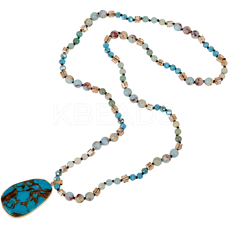 Dyed Synthetic Imperial Jasper Teardrop Pendant Necklaces NJEW-WH20816-003-1