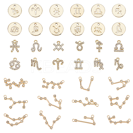 DIY Twelve Constellation Alloy Rhinestone Connector Charms & Pendants Jewelry Making Findings Kits DIY-AR0004-13-1