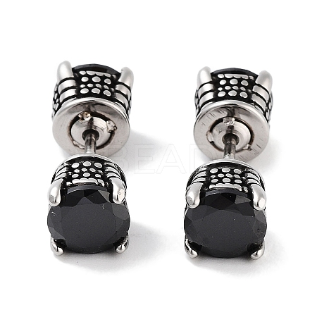 316 Surgical Stainless Steel Pave Black Cubic Zirconia Ear False Plugs for Women Men EJEW-Z050-42AS-1