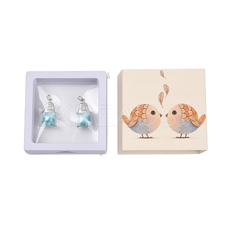 2Pcs Natural Larimar Square Coin Pendants SJEW-D300-01P-1