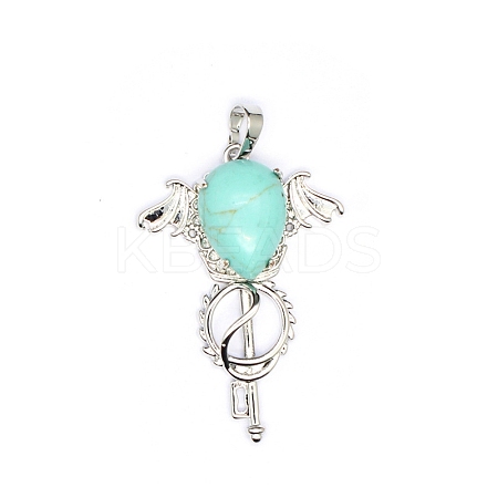 Synthetic Turquoise Teardrop Pendants PW-WG60016-14-1
