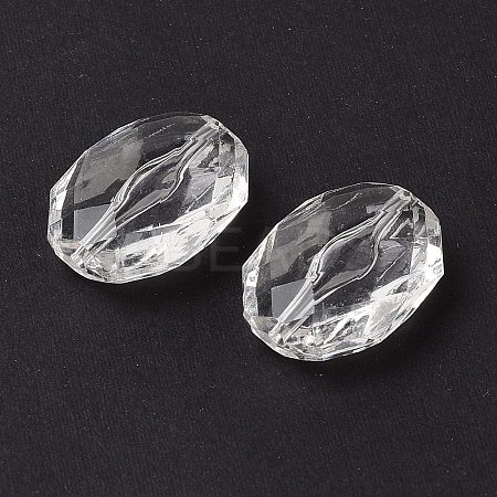 Faceted Hexagon Transparent Acrylic Beads TACR-R126-A01-1
