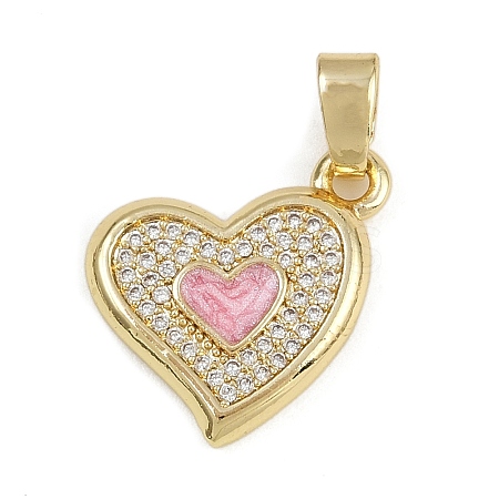 Brass Micro Pave Cubic Zirconia Enamel Pendants KK-Z123-19G-04-1