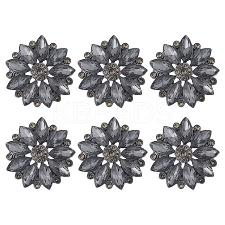 6Pcs Alloy Glass Buttons BUTT-CA0001-24-1