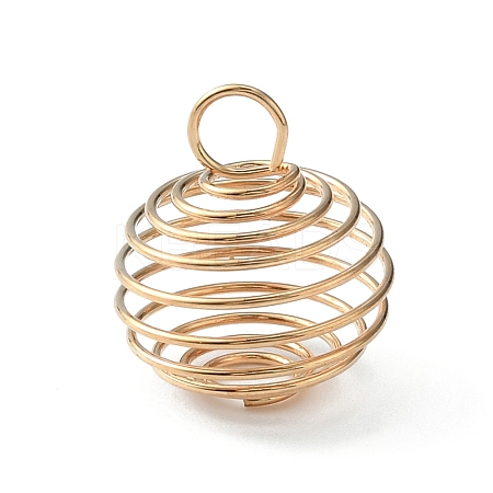 Carbon Steel Spiral Bead Cage Pendants IFIN-WH0027-47A-G-1