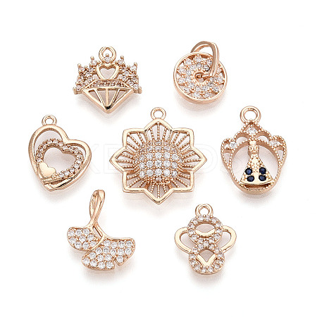 Brass Micro Pave Cubic Zirconia Pendants KK-T072-48G-1