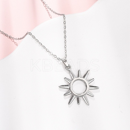 304 Stainless Steel Sun Pendant Cable Chain Necklaces for Men Women NJEW-K308-04A-P-1