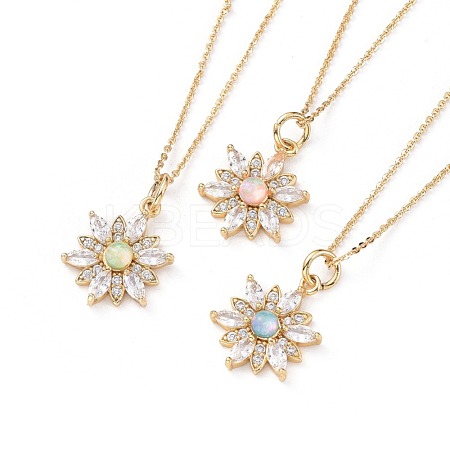 Brass Micro Pave Cubic Zirconia Pendant Necklaces NJEW-JN02523-M-1