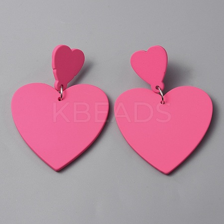 Acrylic Heart Dangle Stud Earrings EJEW-WH0017-83-1