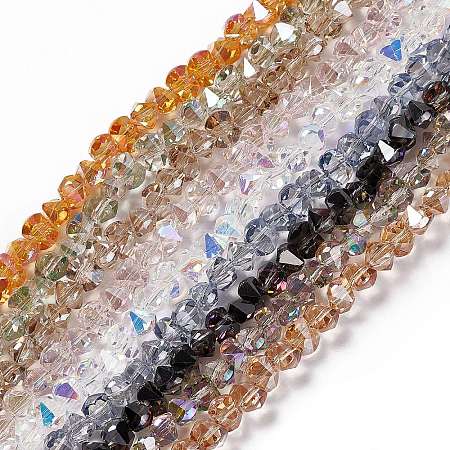 Transparent Electroplate Glass Beads Strands EGLA-L043-M-1