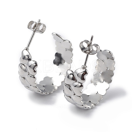 Non-Tarnish 304 Stainless Steel Heart Wrap Stud Earrings EJEW-I284-01P-1