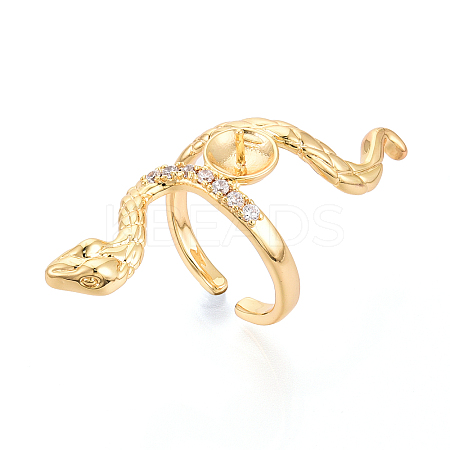 Snake Brass Micro Pave Cubic Zirconia Cup Peg Ring Settings KK-N274-40G-1