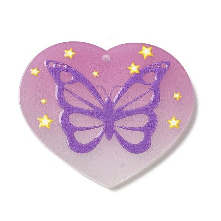 Valentine's Day Printed Heart Theme Acrylic Pendants OACR-B015-01B-02-1