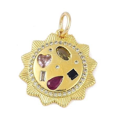 Brass Micro Pave Cubic Zirconia Pendants KK-B114-18G-1