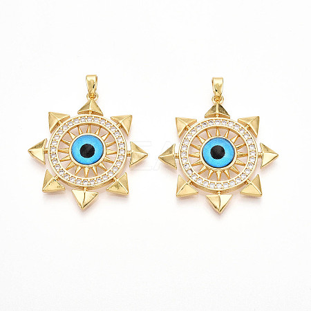 Brass Micro Pave Cubic Zirconia Pendants KK-N257-24G-1