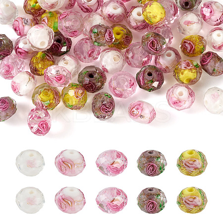 50Pcs 5 Colors Handmade Gold Sand Lampwork Beads Strands LAMP-TA0001-42-1