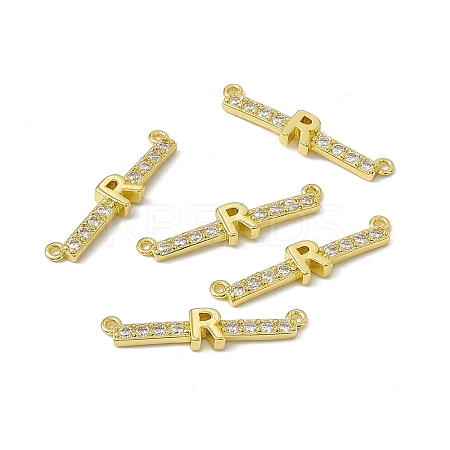 Rack Plating Brass Micro Pave Clear Cubic Zirconia Connector Charms KK-C007-37G-R-1