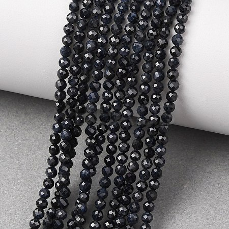 Natural Black Sapphire Beads Strands G-P625-3mm-01-1