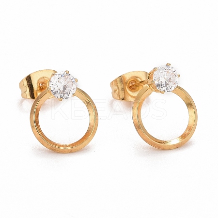 Ring SteelStud Earrings X-EJEW-C019-17G-1