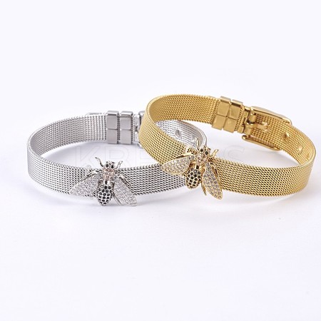 Unisex 304 Stainless Steel Watch Band Wristband Bracelets BJEW-L655-028-1