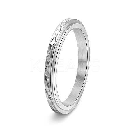 304 Stainless Steel Rotatable Finger Ring for Women Men PW-WG3B7F0-02-1