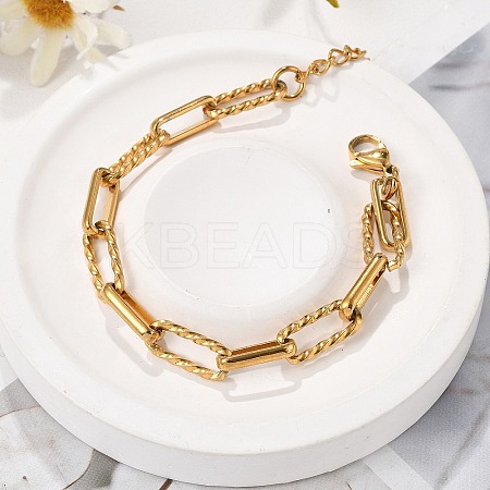 667 Stainless Steel(Grade 201 Equivalent) Chain Bracelets BJEW-P351-01A-G-1