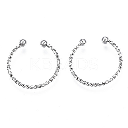 Non-Tarnish 304 Stainless Steel Twist Rope Cuff Ring LS-X-RJEW-S045-133-1