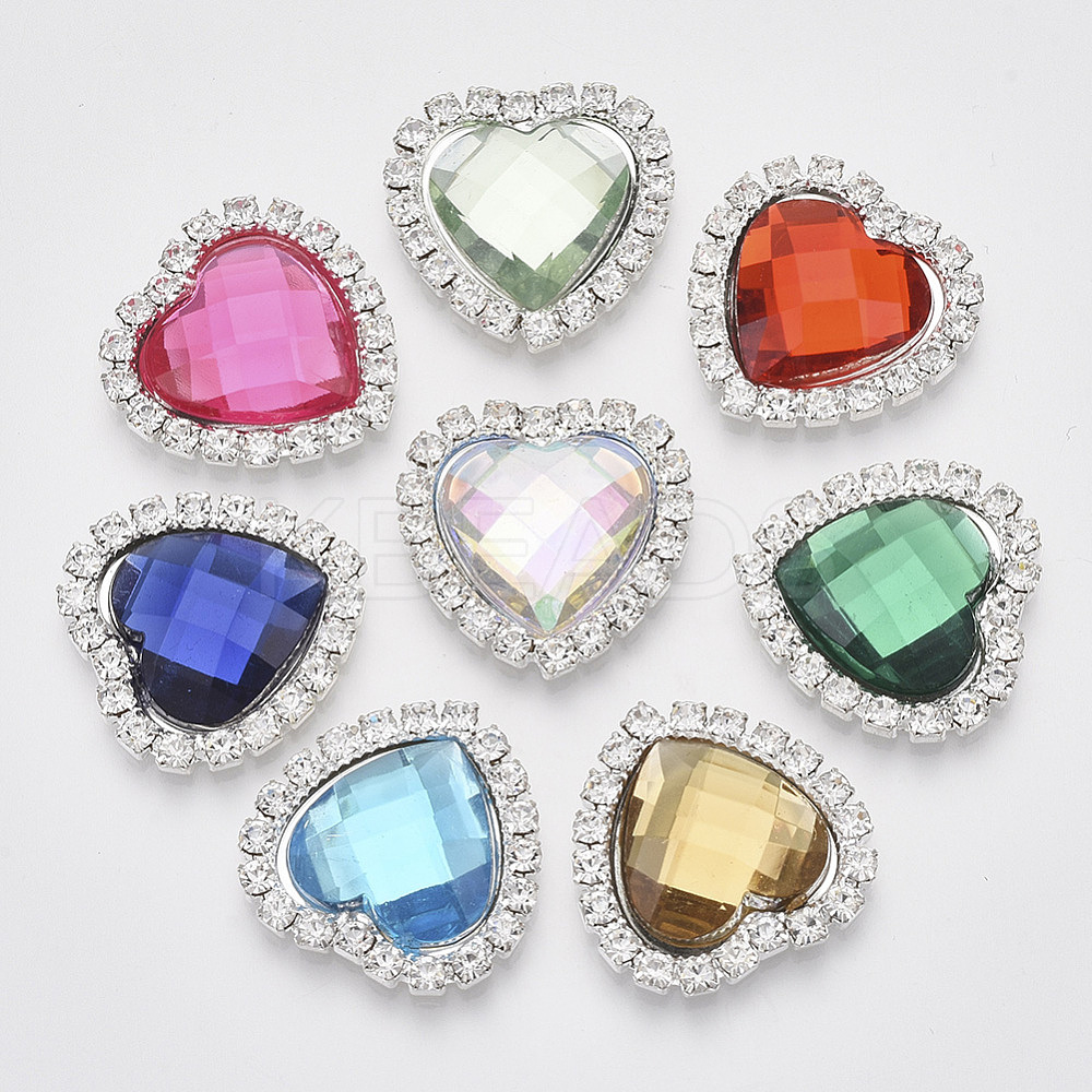 Wholesale Shining Flat Back Faceted Heart Acrylic Rhinestone Cabochons ...