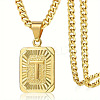 Rectangle with Letter Pattern 304 Stainless Steel Pendant Necklaces FS-WGFC766-21-1