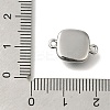 Brass Pave Black Glass Square Links Connector Charms KK-K388-20P-3