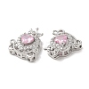 Brass Micro Pave Pink Cubic Zirconia Charms KK-F860-74P-02-2