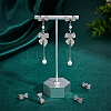 4 Pairs Rack Plating Brass Micro Pave Cubic Zirconia Bowkont Earring Findings KK-BC0013-71P-5