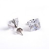 Square Cubic Zirconia Stud Earrings EJEW-H306-09P-6mm-1