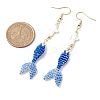 Glass & Shell Dangle Earrings EJEW-MZ00160-02-3