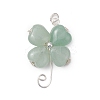 Natural Green Aventurine Copper Wire Wrapped Shamrock Pendants PALLOY-JF02970-01-1