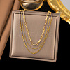 304 Stainless Steel 3 Layer Necklaces for Women NJEW-C084-03G-1