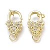 Brass Micro Pave Clear Cubic Zirconia Lobster Claw Clasps ZIRC-Q024-20G-2