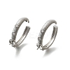 Brass Pave Clear Cubic Zirconia Open Cuff Ring Settings KK-K398-11P-1